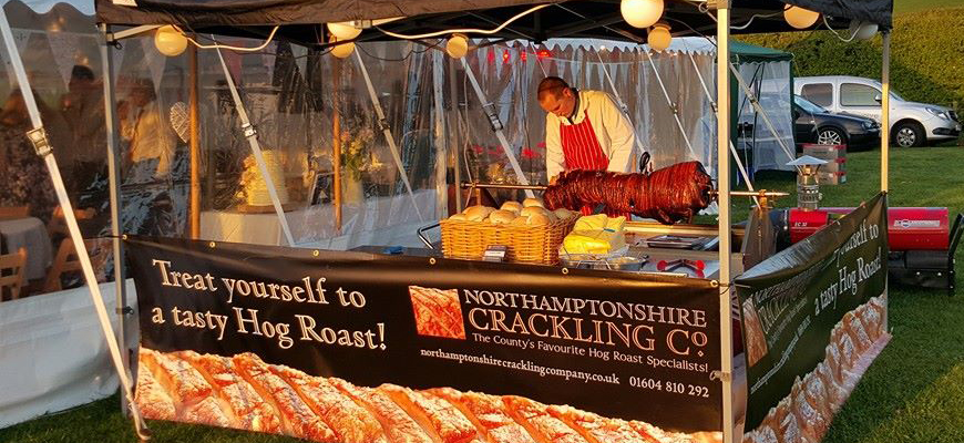 E Lee and Sons stand at a party hog roast