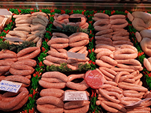 sausages from free range Blythburgh pigs